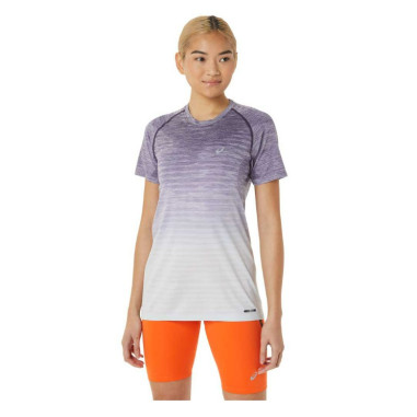 T Shirt Running ASICS Femme SEAMLESS SS TOP Violet Blanc AH 2022