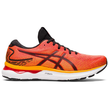 Chaussures Running ASICS Homme GEL NIMBUS 24 Orange Noir Blanc