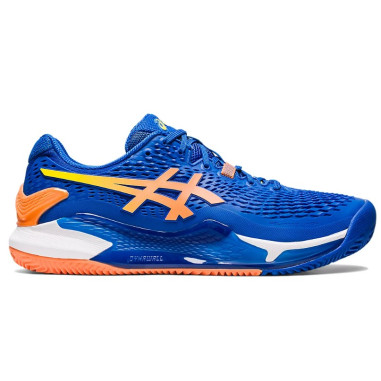 Chaussures ASICS Homme GEL RESOLUTION 9 Terre Battue Bleue Orange PE 2023