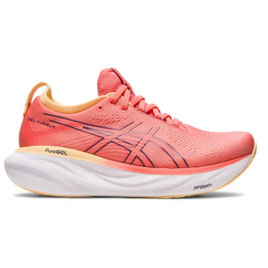 Chaussures Running ASICS Femme GEL NIMBUS 25 Orange Blanc PE 2023