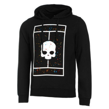 Sweat à capuche HYDROGEN Homme COURT HOODIE Noir / Blanc AH 2022