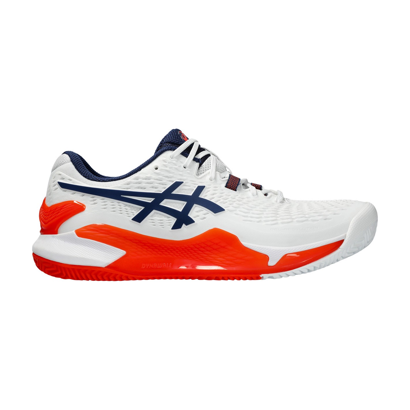 Chaussures ASICS Homme GEL RESOLUTION 9 Terre Battue Blanc Orange PE 2024