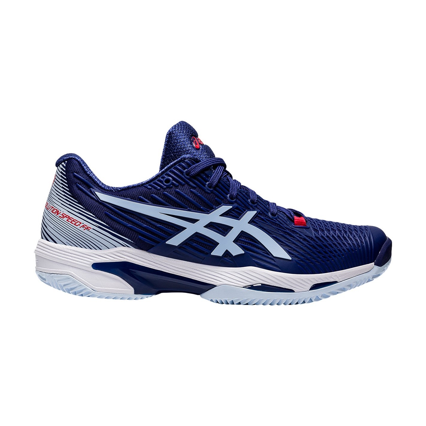 Chaussures ASICS Femme SOLUTION SPEED FF CLAY Bleu Blanc Rouge AH 2022