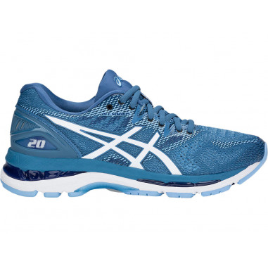 Chaussures Running ASICS Femme GEL NIMBUS 20 Bleu Blanc Porcelaine PE 2018